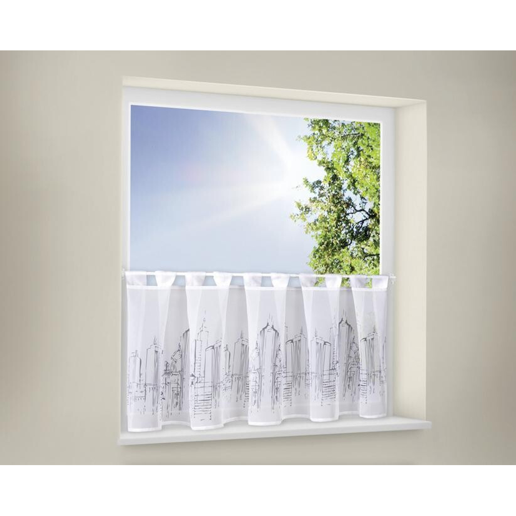 Happy Home Scheibengardine Skyline grau B/L: ca. 150x50 cm