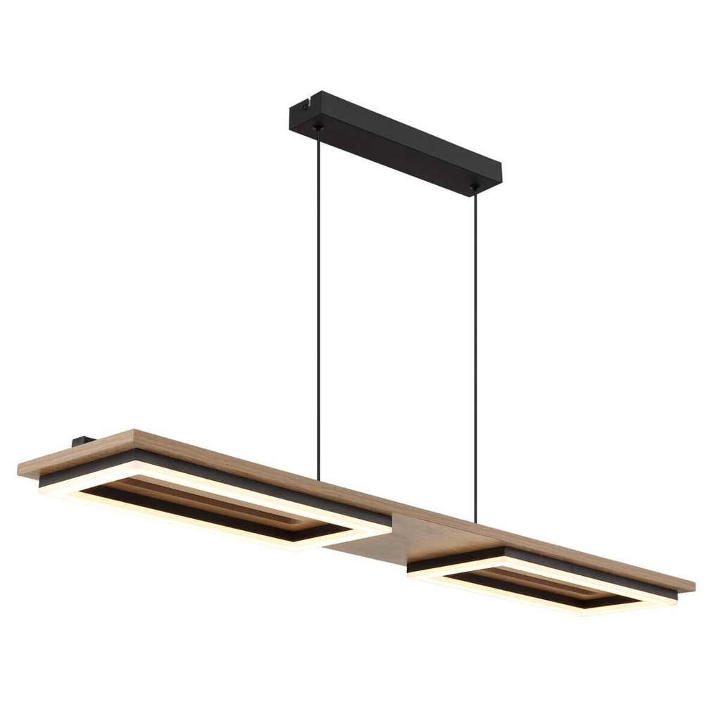GLOBO Pendelleuchte dunkelbraun Opal schwarz Kunststoff Metall MDF B/H/L: ca. 18x120x90 cm 1 Brennstellen