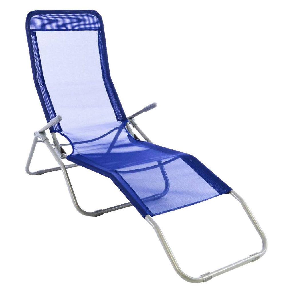 VCM Gartenliege blau Stahl B/H/L: ca. 48x100x160 cm