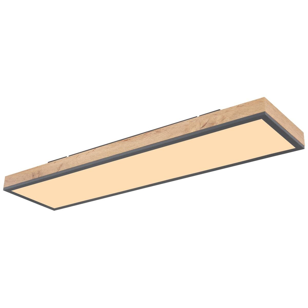 GLOBO LED-Deckenleuchte Graphit Holzoptik MDF Aluminium Acryl B/H/L: ca. 20x7,8x80 cm 1 Brennstellen