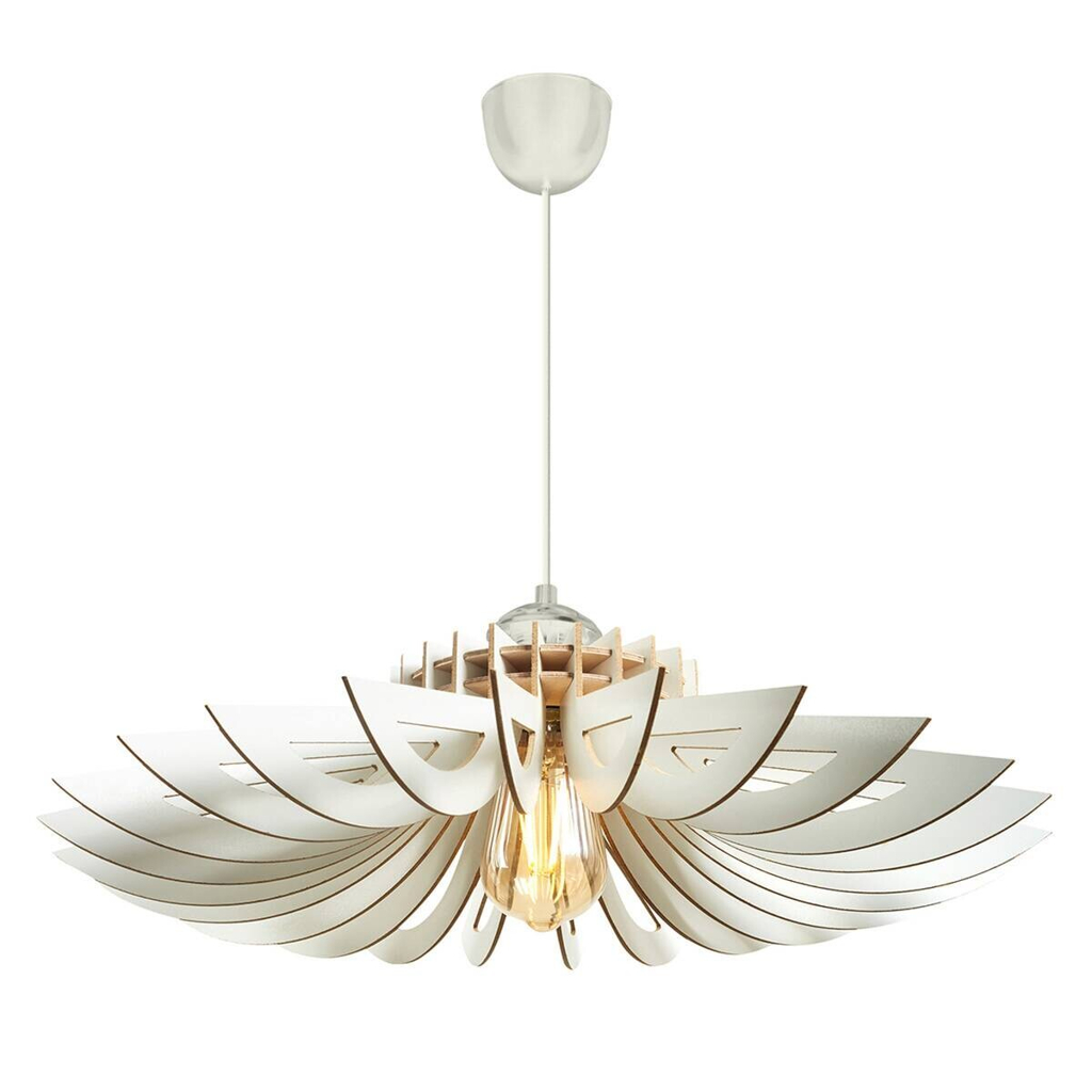 Opviq Pendelleuchte weiß MDF B/H/T/L/D: ca. 52x45x52x52x52 cm E27 2 Brennstellen