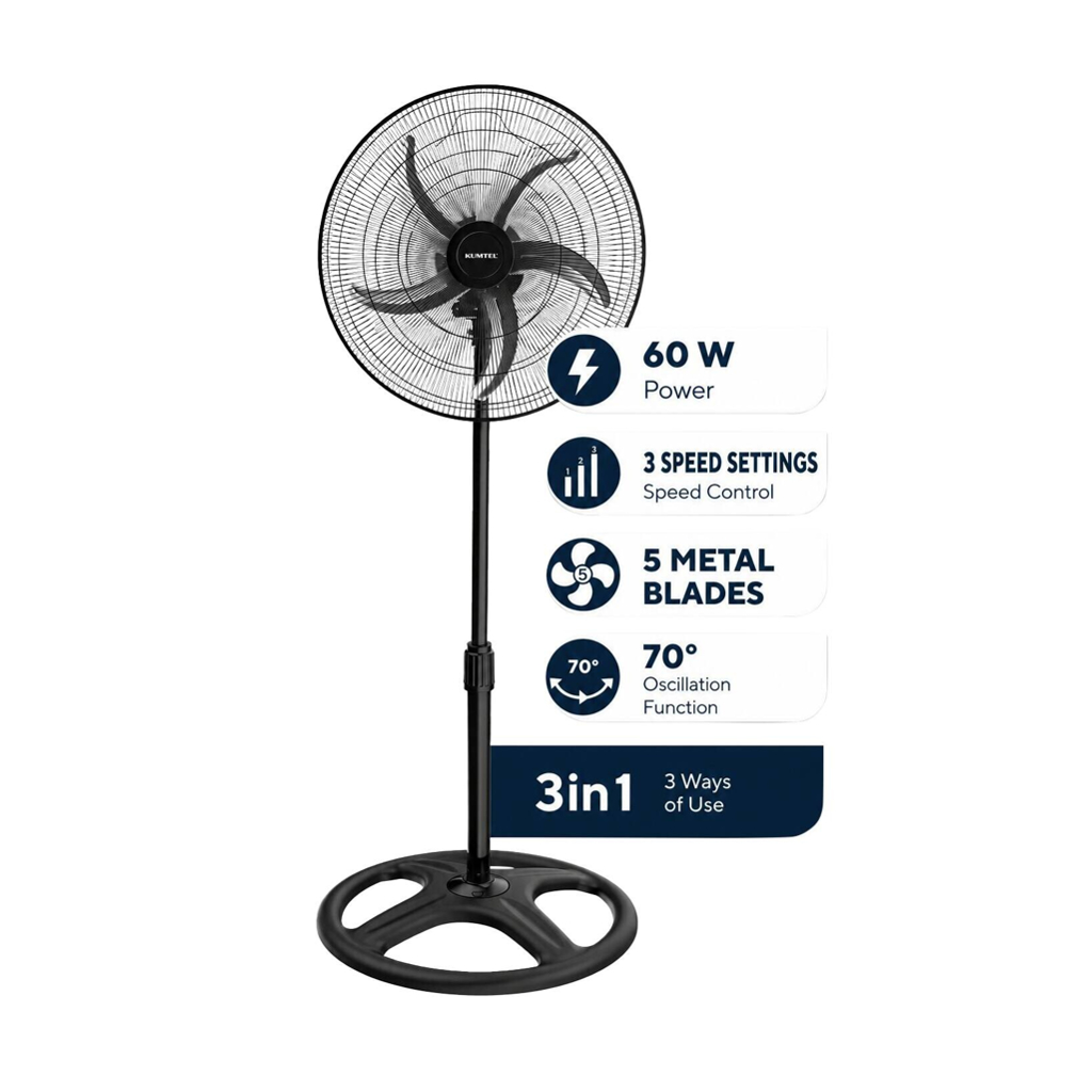 Opviq - Kumtel Standventilator schwarz Kunststoff B/H/L: ca. 50x132x50 cm