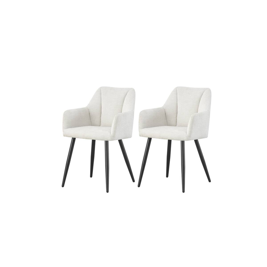 Stuhl BELLA, 2er Set creme Stoff B/H/T: ca. 55x82x62 cm
