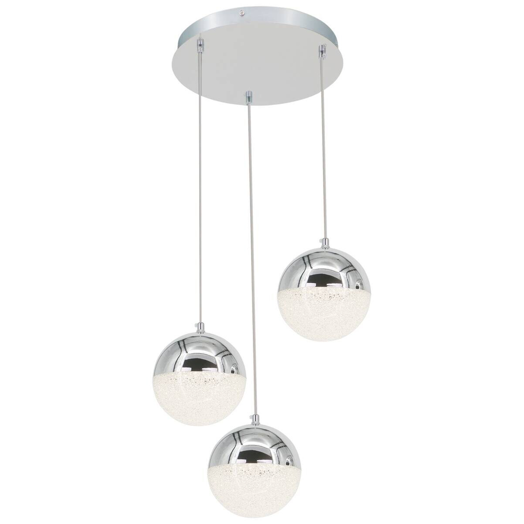 POCOline LED-Pendelleuchte Ginny Chrom Metall Acryl B/H/L: ca. 42x130x42 cm