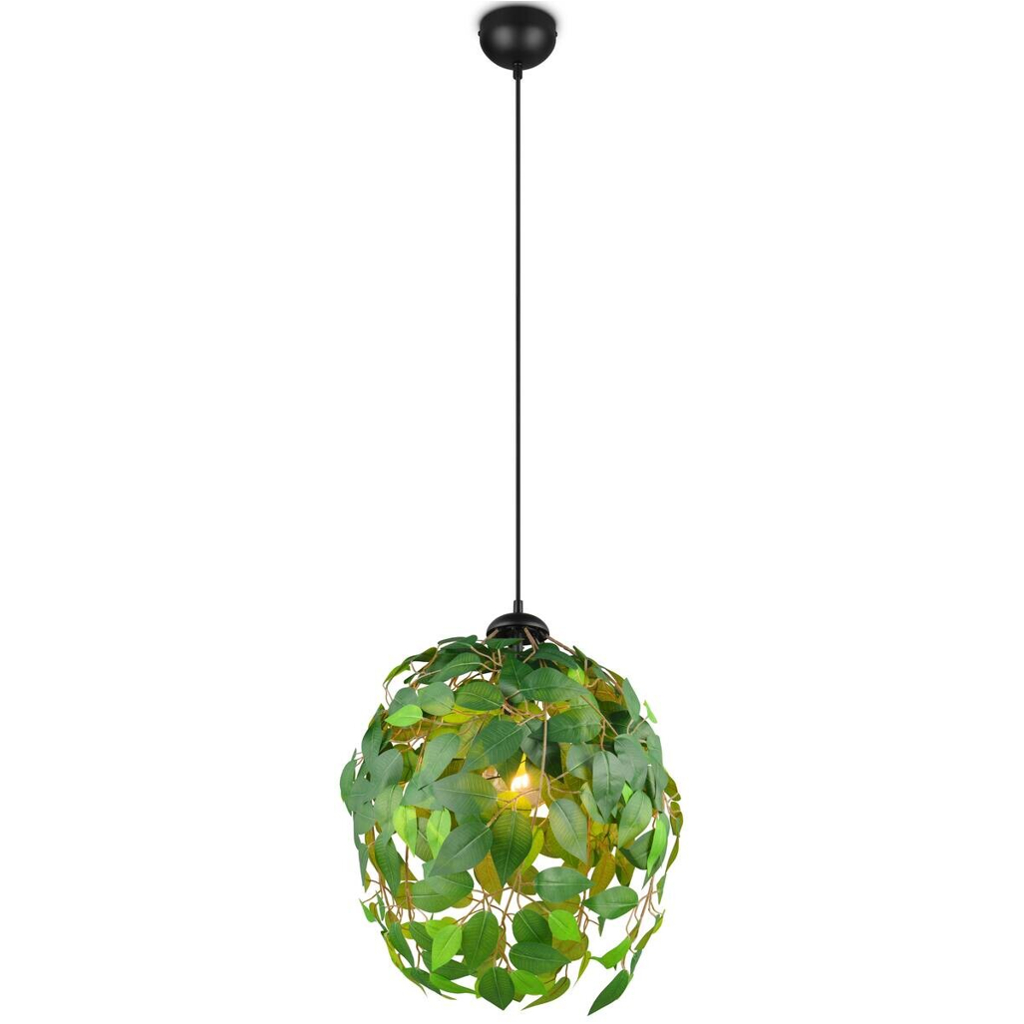 Reality Pendelleuchte Leavy schwarz grün Metall H/D: ca. 150x38 cm E27 1 Brennstellen