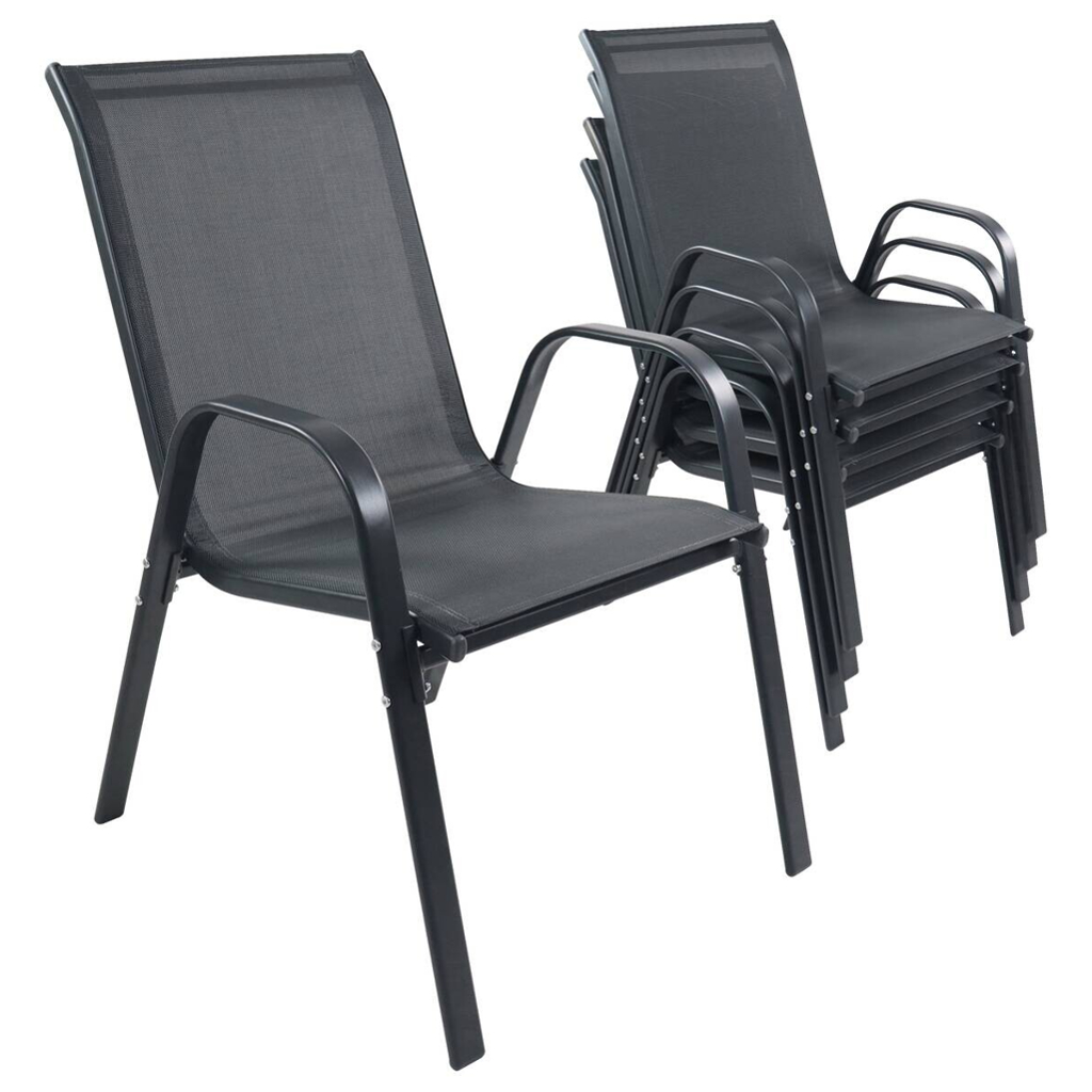 VCM Gartenstuhl 4er Set anthrazit Textilene B/H/L: ca. 56x89x73 cm