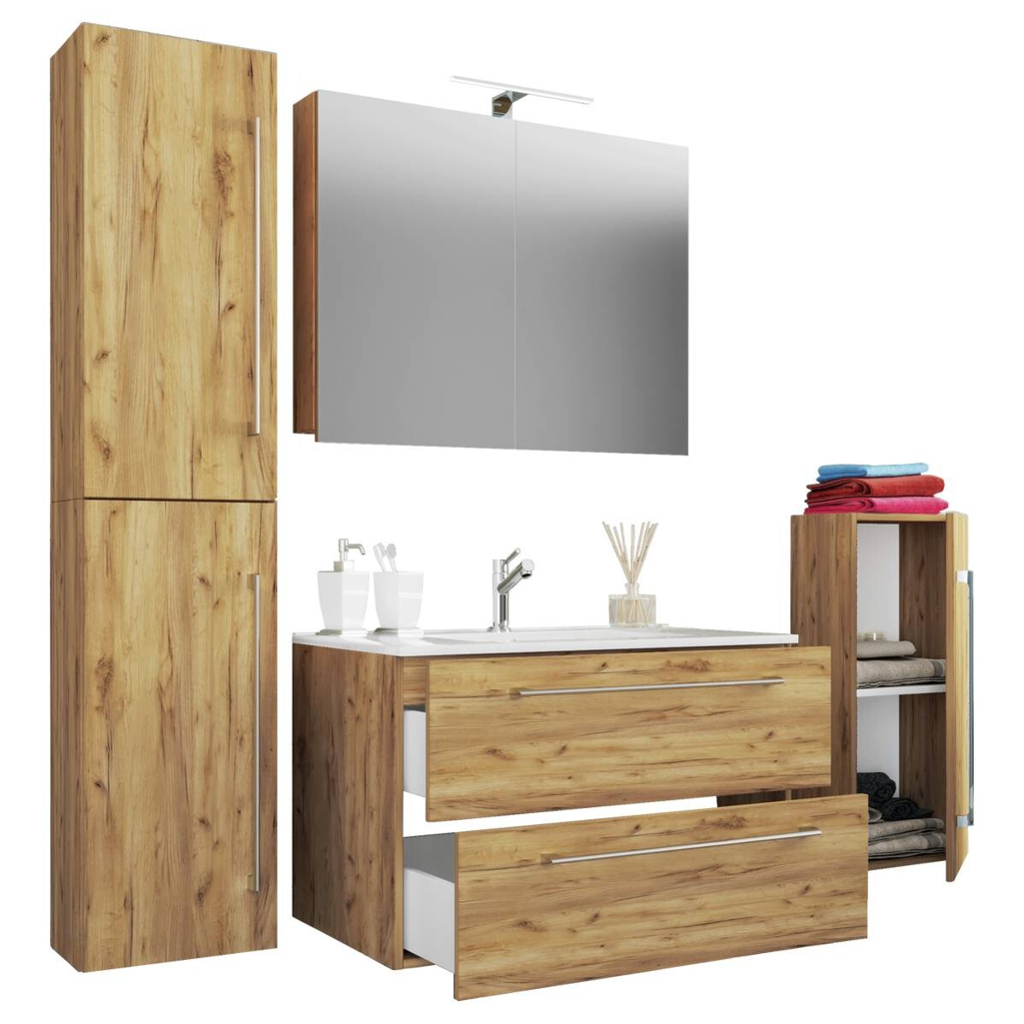 Waschplatz 5tlg-Badinos Eiche Honig Nachbildung B/H/T: ca. 81x52x46 cm