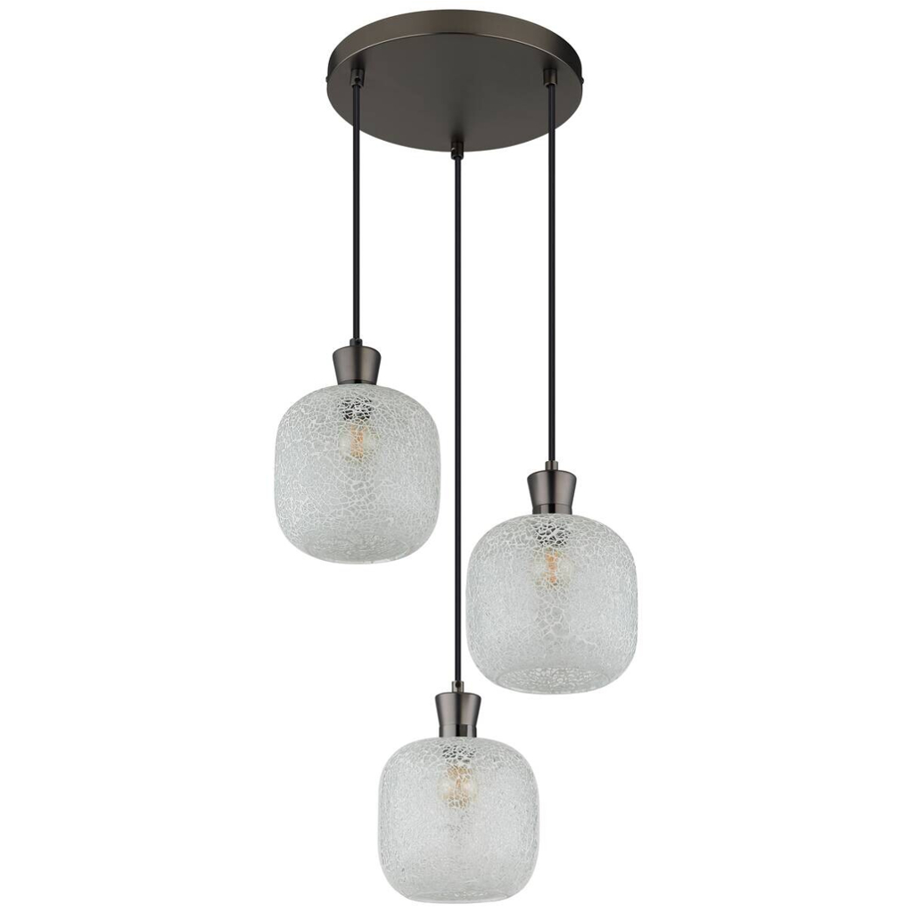 GLOBO Hängeleuchte schwarz Chrom Glas Metall B/H/L: ca. 21x37x37 cm E14 3 Brennstellen