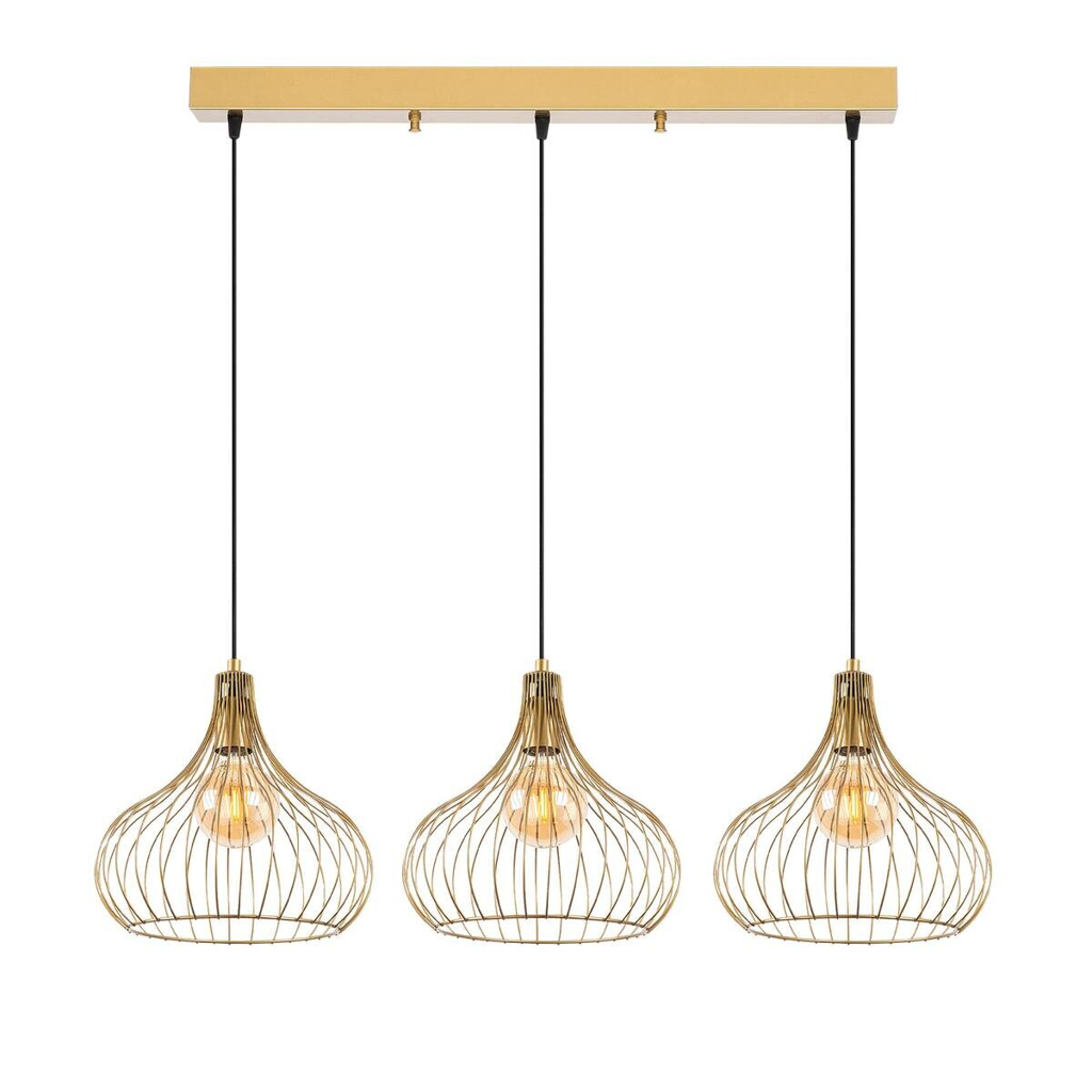 Opviq Pendelleuchte Teldamla-11925 gold B/H/T/L: ca. 76x120x22x76 cm E27 3 Brennstellen