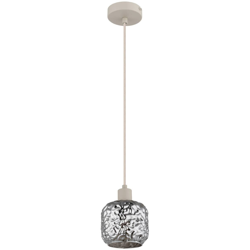 GLOBO Hängeleuchte Rauch beige Glas Metall B/H/L: ca. 18x24x18 cm E27 1 Brennstellen