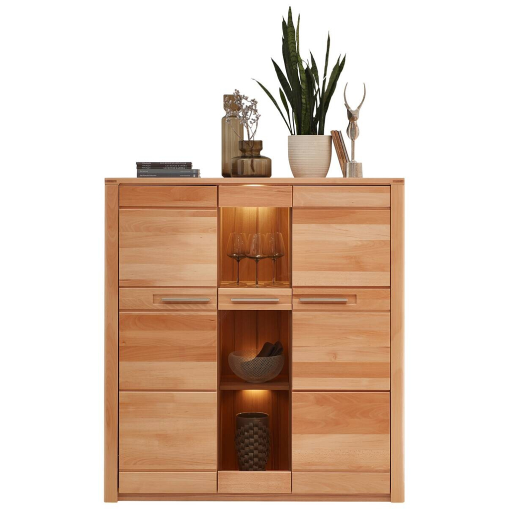Highboard Nature One buche Nachbildung buche B/H/T: ca. 127x137x40 cm
