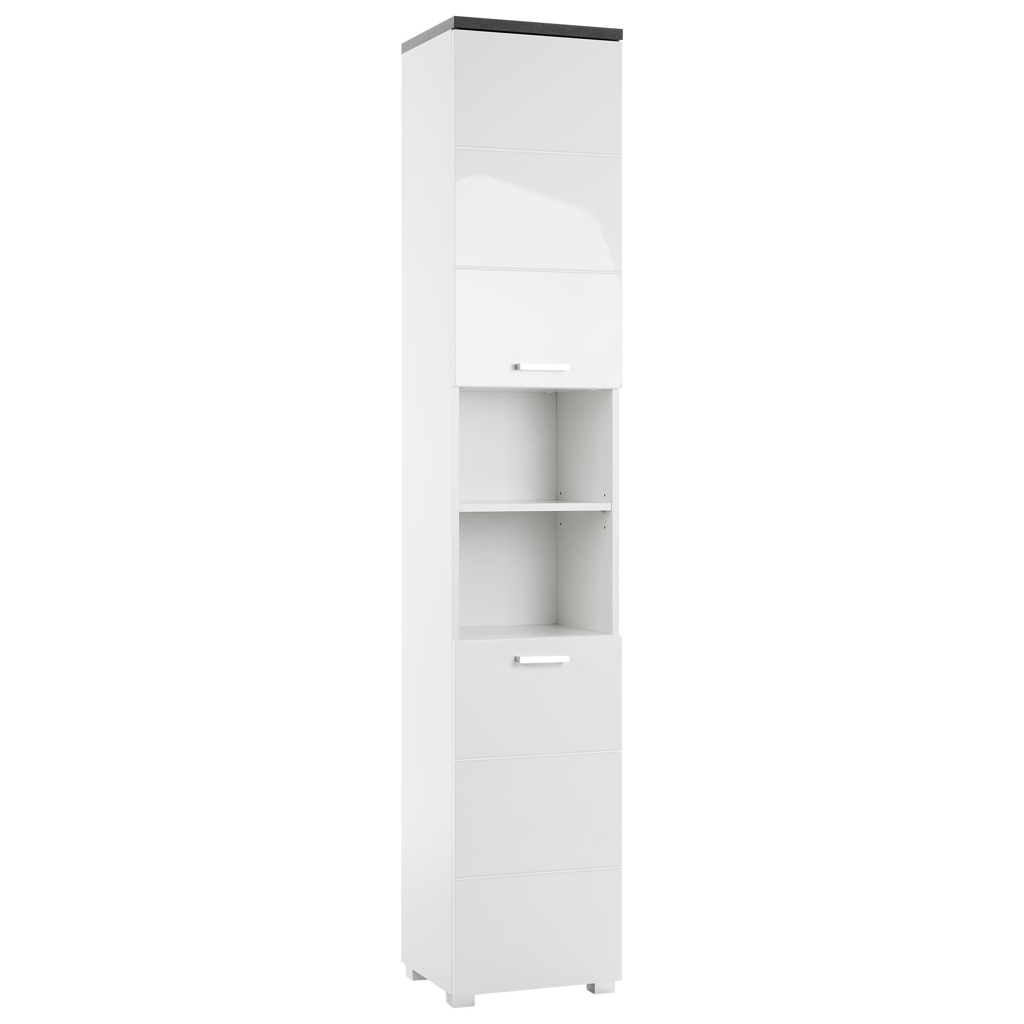 Badhochschrank Praya Dark Concret Nachbildung weiß Hochglanz B/H/T: ca. 36x190x32 cm