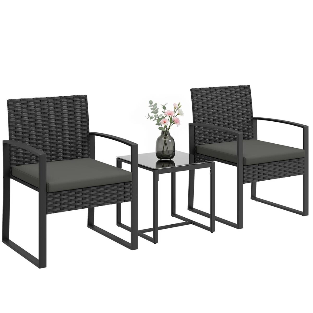 Outsunny Balkonmöbel-Set schwarz Stahl B/H/L: ca. 55x76x58 cm