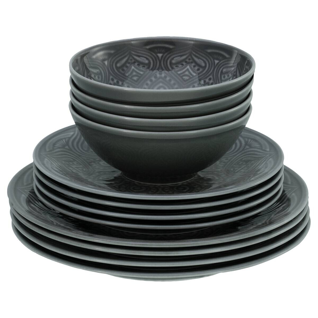 CreaTable Tafelservice Orient Mandala stein Porzellan 12 tlg.