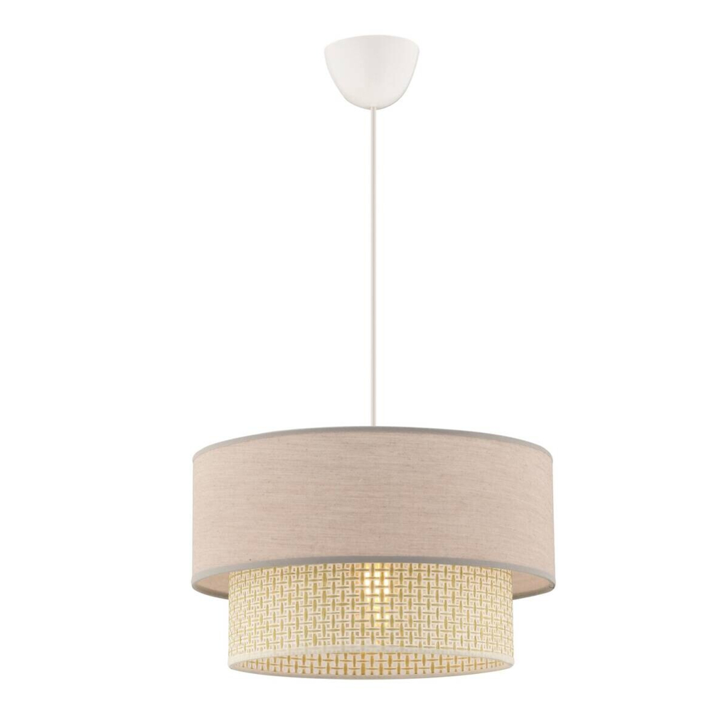 Opviq Pendelleuchte Echo beige creme Baumwolle B/H/T/L/D: ca. 30x65x30x30x30 cm E27 1 Brennstellen