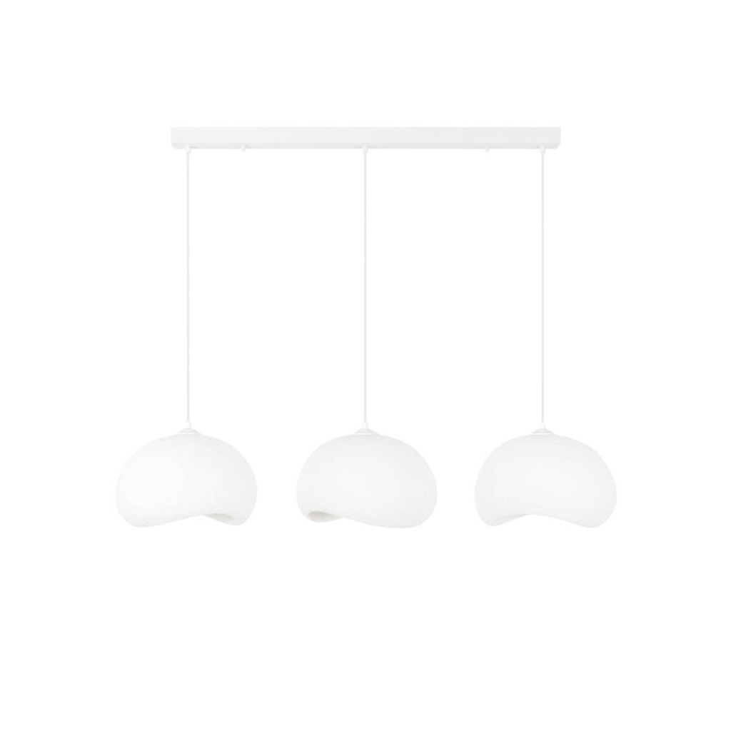 Opviq Pendelleuchte Yontu-15853-A weiß Metall Polyester-Mischgewebe B/H/L: ca. 29x120x34 cm E27 3 Brennstellen