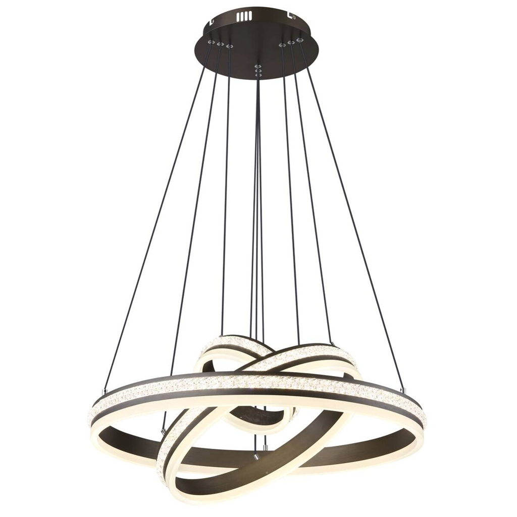 GLOBO LED-Pendelleuchte titanfarbig klar Kunststoff Metall H/D: ca. 120x60 cm