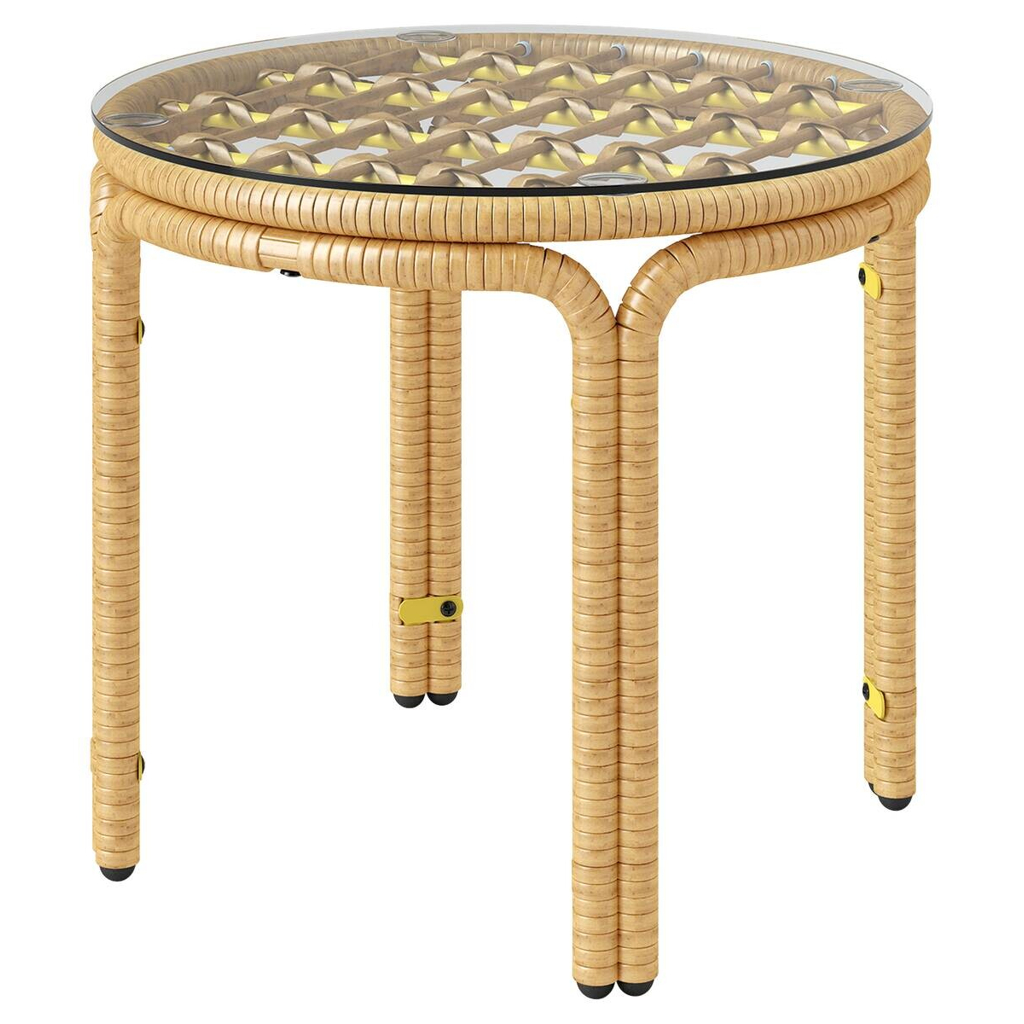 Outsunny Rattan-Beistelltisch gelb Stahl B/H/L: ca. 50x44x50 cm