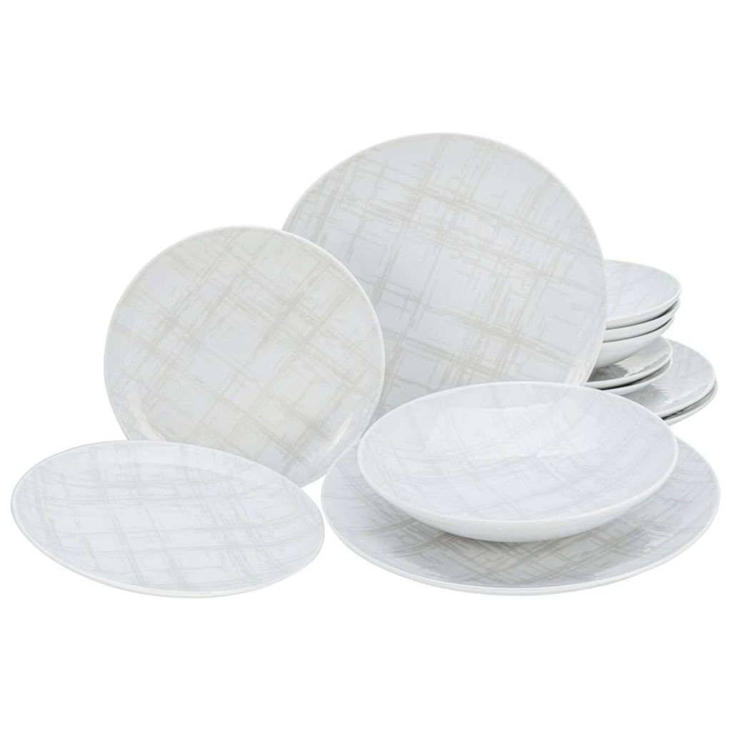 CreaTable Tafelservice Home Shabby Chic weiß Porzellan 12 tlg.