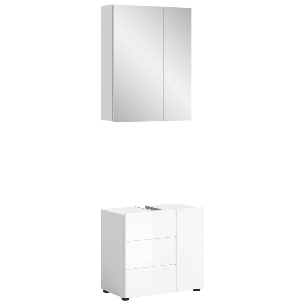 Badezimmer-Set VIRA weiß weiß Hochglanz B/H/T: ca. 60x190x34 cm
