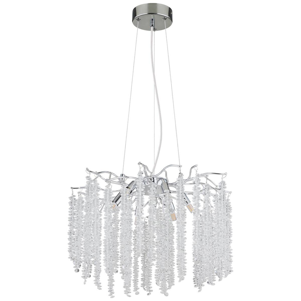 GLOBO Luster klar Chrom Kunststoff Metall B/H/L: ca. 54x25x54 cm G9 6 Brennstellen