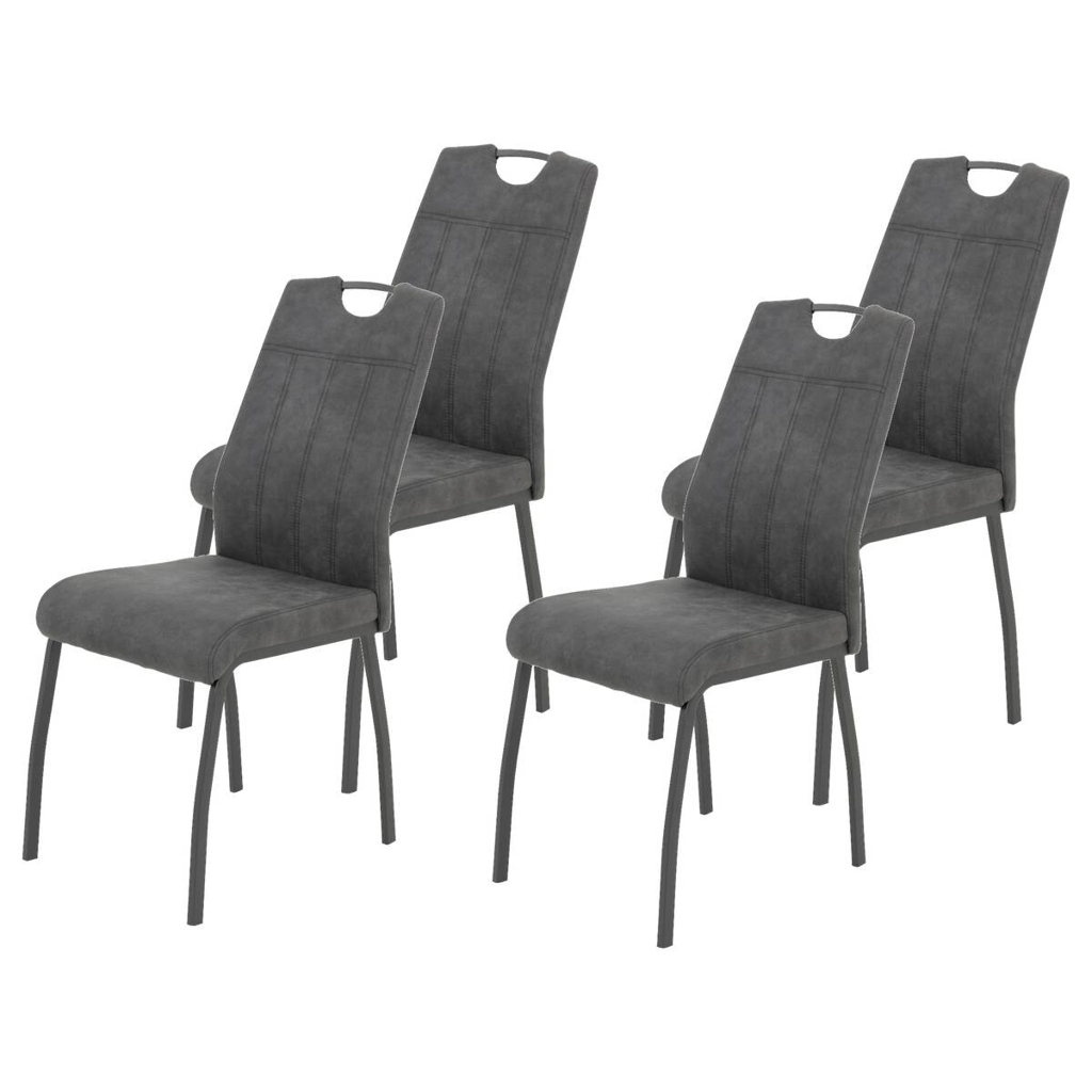 Hela Stuhl 4er Set ELIF III anthrazit Vintage grau Microfaser Metall B/H/T: ca. 44x96x64 cm 509613900