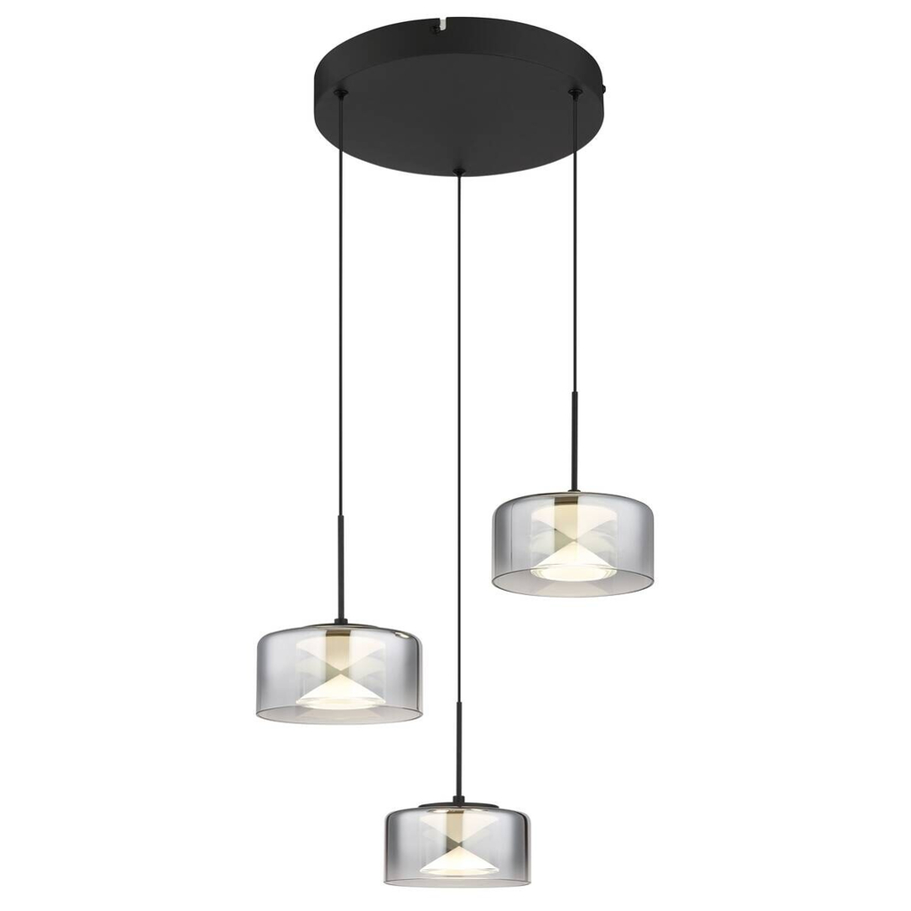 GLOBO Pendelleuchte Belinda schwarz Rauch Metall Glas H/D: ca. 41,5x40 cm 1 Brennstellen