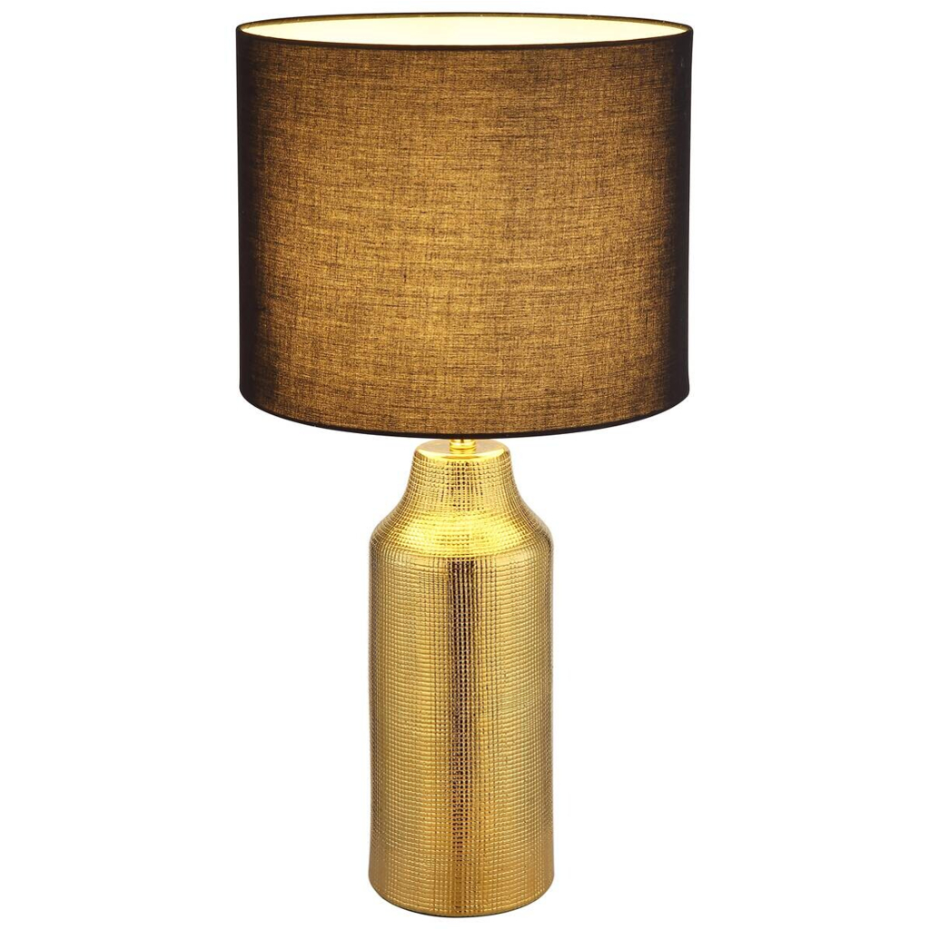 GLOBO Tischleuchte ELDEN 21736G schwarz gold Keramik H/D: ca. 61x30,5 cm E27 1 Brennstellen