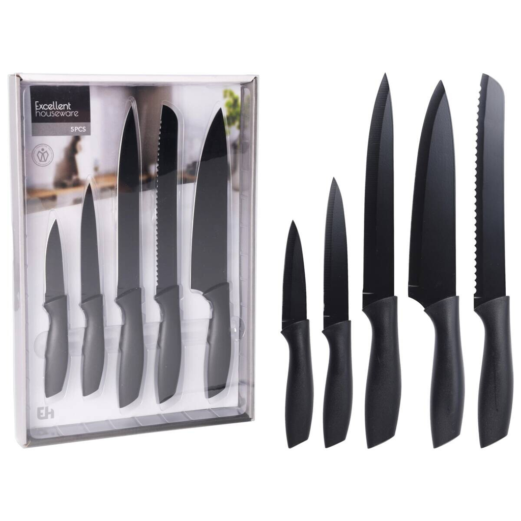 Messerset schwarz Polypropylen 5 tlg.