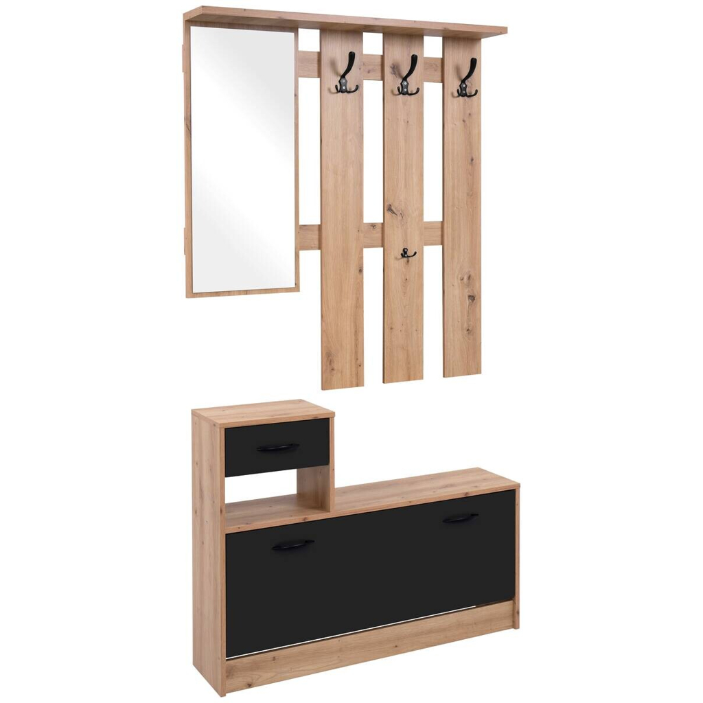 Garderobe Rudolf Eiche Artisan Nachbildung schwarz B/H/T: ca. 100x180x25 cm