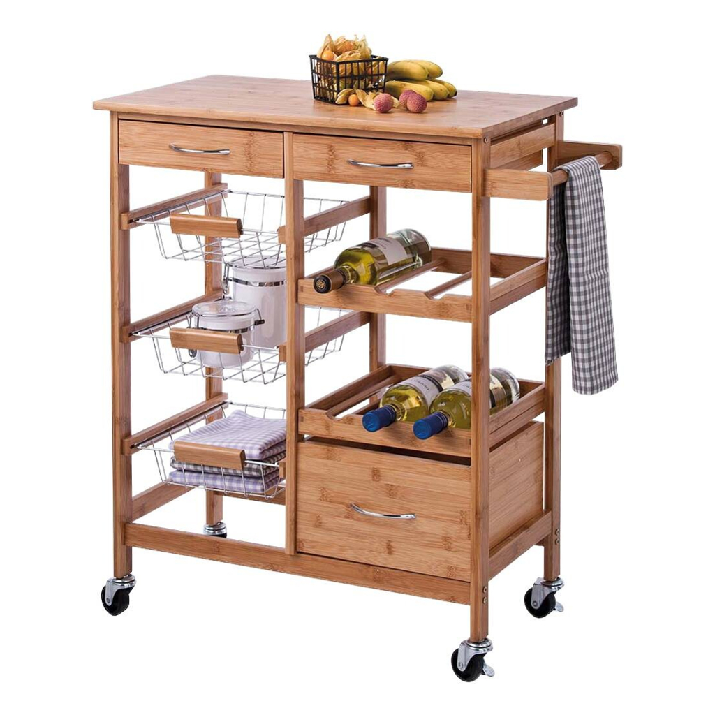 Zeller Küchenrollwagen braun Bambus B/H/L: ca. 36x84x66 cm