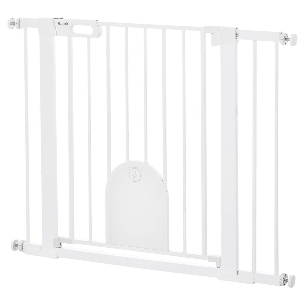 PawHut Türschutzgitter weiß Stahl B/H/L: ca. 2x76x103 cm