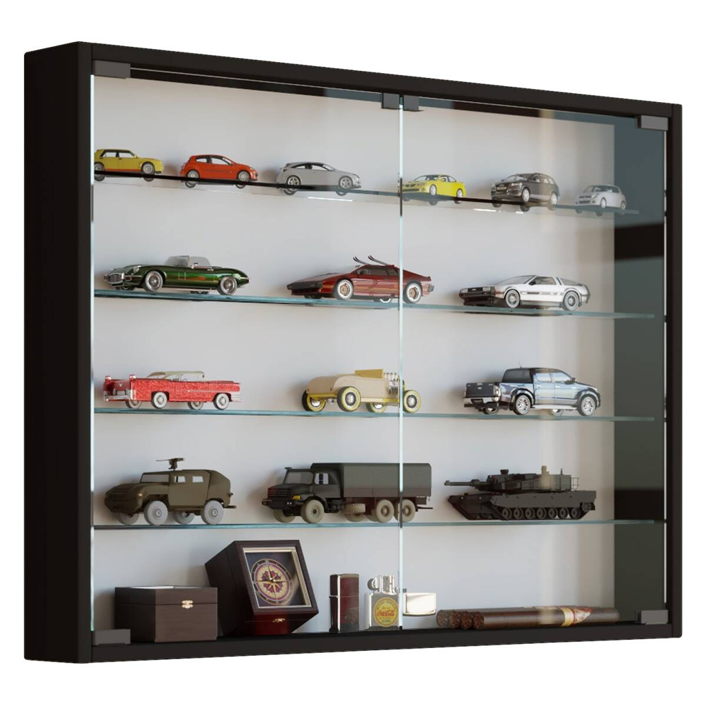 Vitrine Mandosa L schwarz Holzwerkstoff Glas B/H/T: ca. 80x60x10 cm