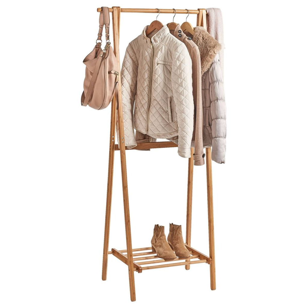 Zeller Garderobenständer natur Bambus B/H/T: ca. 74x159x46 cm