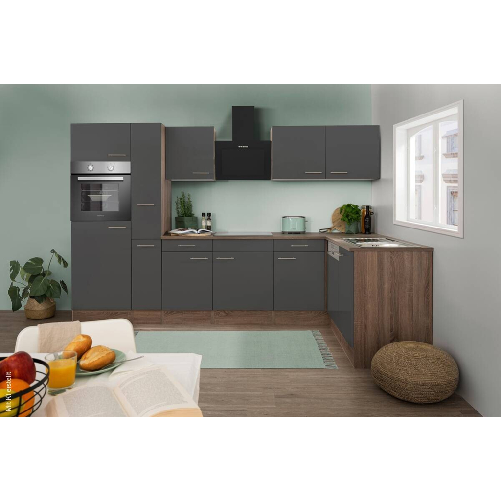Respekta Winkelküche KBL310EYGS grau B/H/T: ca. 310x205x172 cm