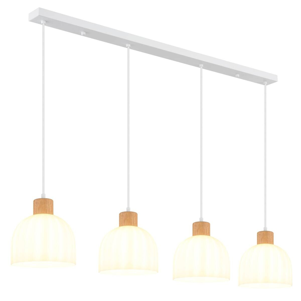 GLOBO Pendelleuchte weiß Opal Glas Metall B/H/T: ca. 20x120x113 cm E27 4 Brennstellen