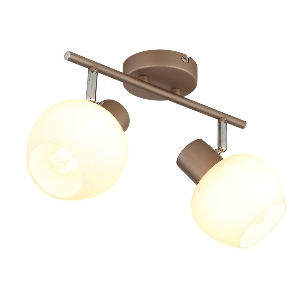 GLOBO Spot kaffee Opal Metall Glas B/H/T: ca. 12,5x17,5x30 cm E27 2 Brennstellen