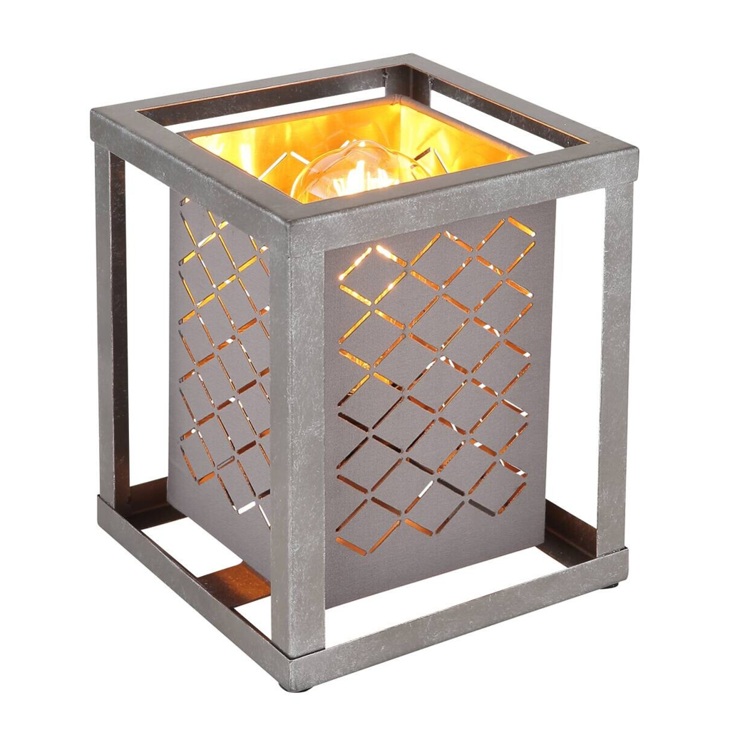 GLOBO Tischleuchte silber gold Metall B/H/T: ca. 17x22x17 cm E27 1 Brennstellen