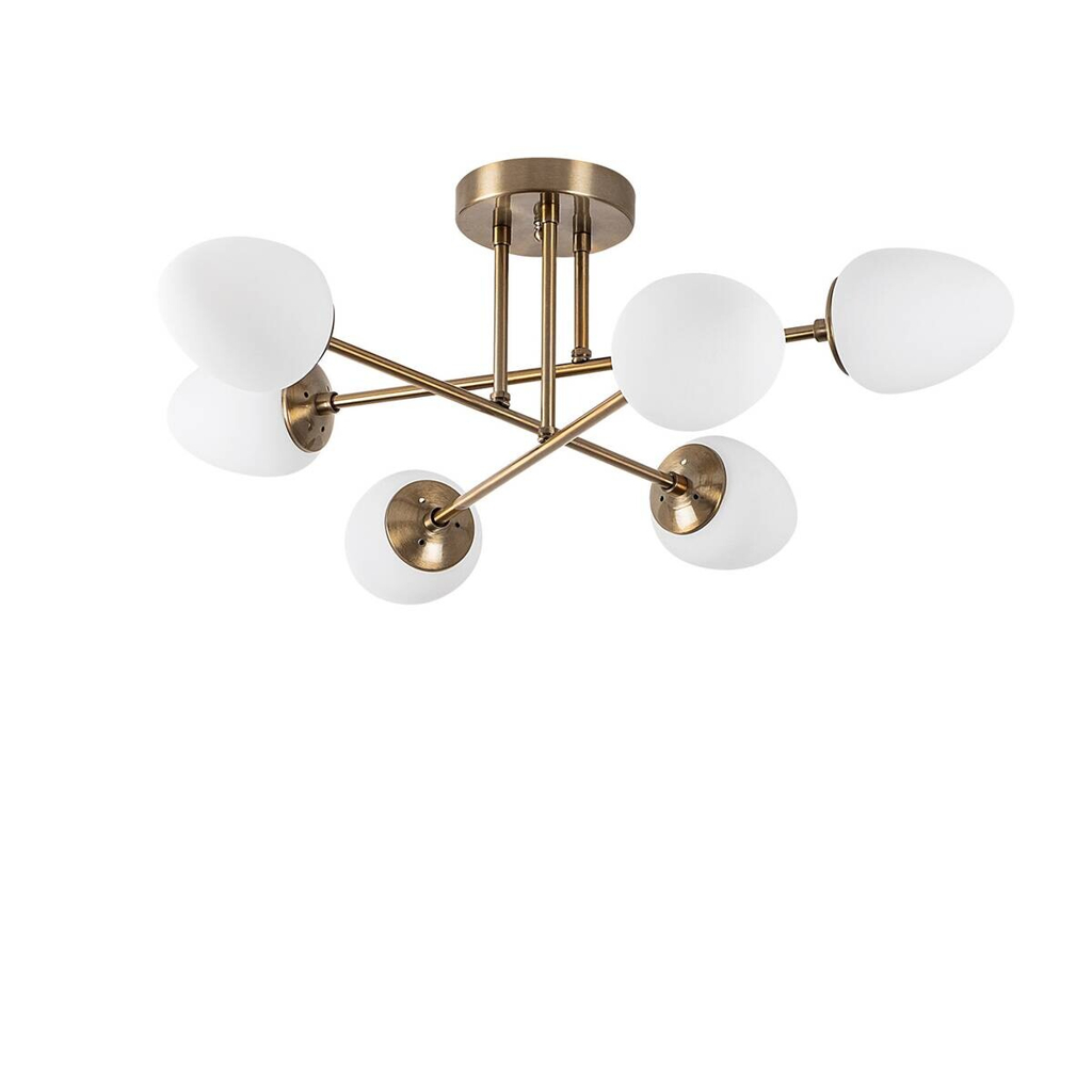 Opviq Pendelleuchte Camflo-10390 Glas Metall B/H/T/L/D: ca. 81x32x81x81x81 cm E14 6 Brennstellen