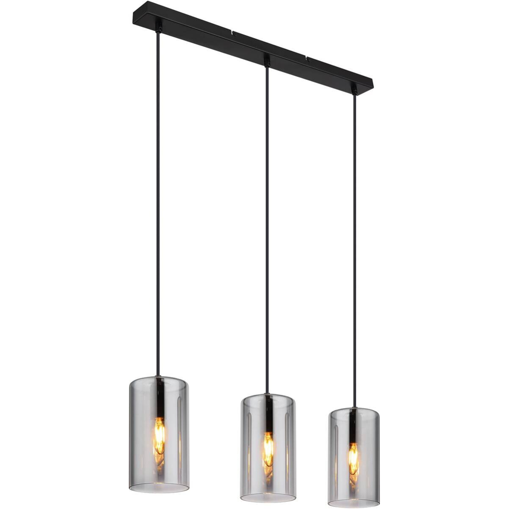 GLOBO Pendelleuchte schwarz Metall B/H/T: ca. 11x120x63 cm E14 3 Brennstellen