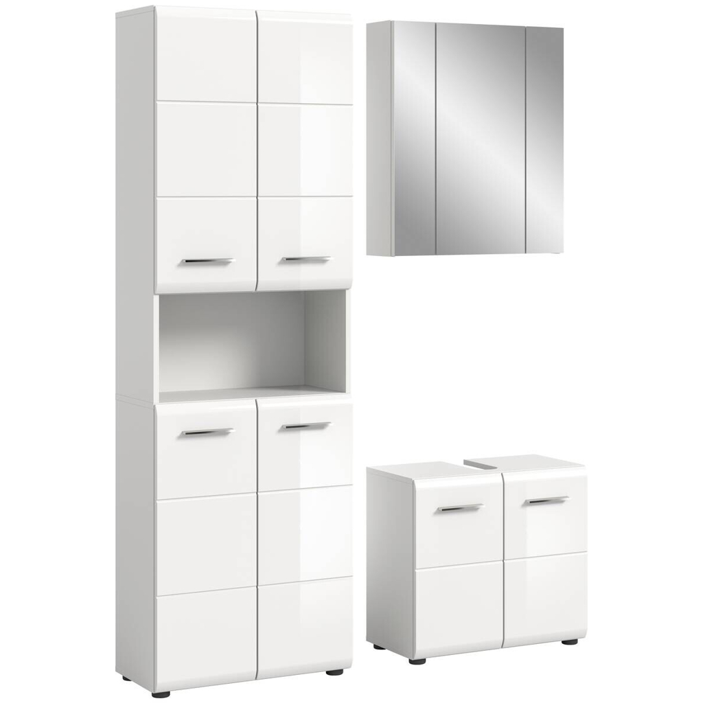 Badezimmer-Set ICE weiß weiß Hochglanz B/H/T: ca. 135x190x32 cm