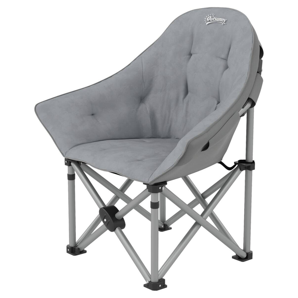 Outsunny Campingstuhl dunkelgrau Metall B/H/L: ca. 63x100x90 cm