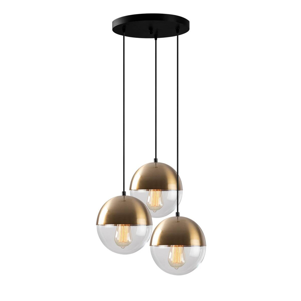Opviq Pendelleuchte Bastos-6156 Metall Glas B/H/T/L/D: ca. 44x111x44x44x44 cm E27 3 Brennstellen