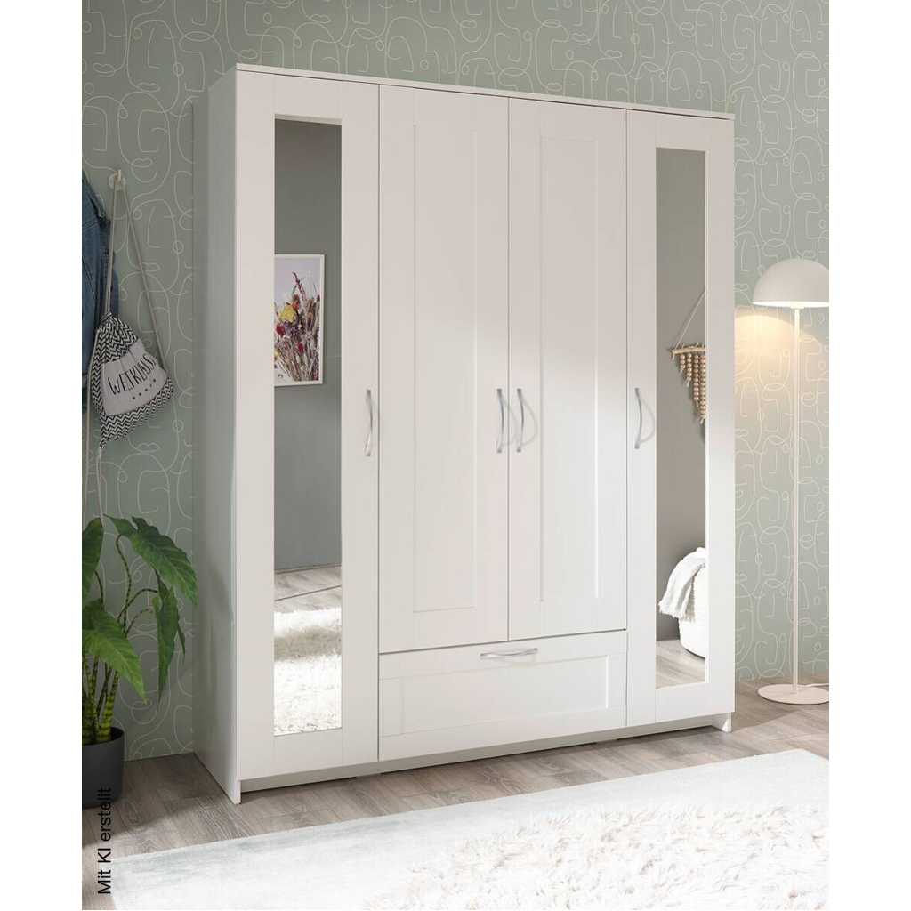 Kleiderschrank weiß B/H/T: ca. 156x191x50 cm
