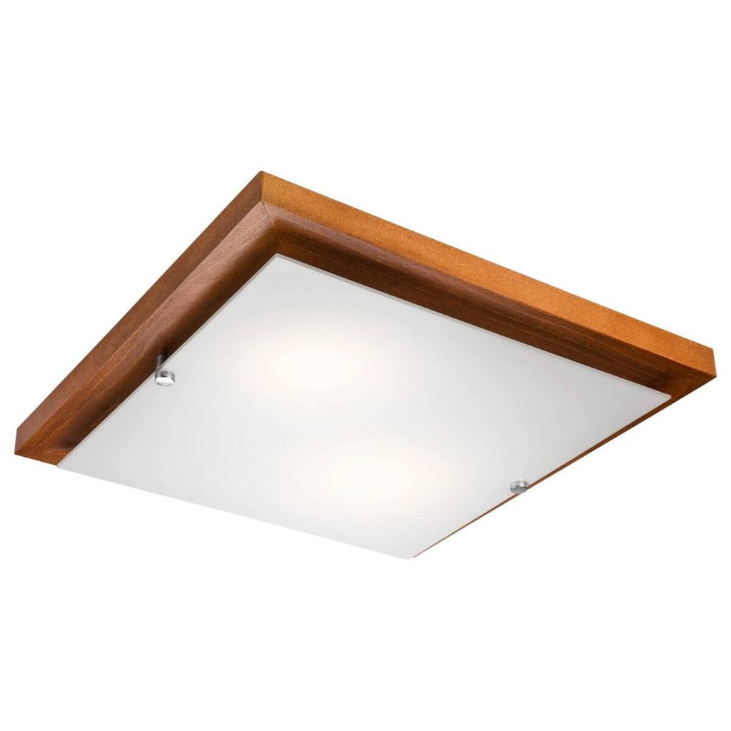 Lamkur Deckenleuchte Pedro rustikal Glas Holz H/L: ca. 6,5x35 cm E27 2 Brennstellen