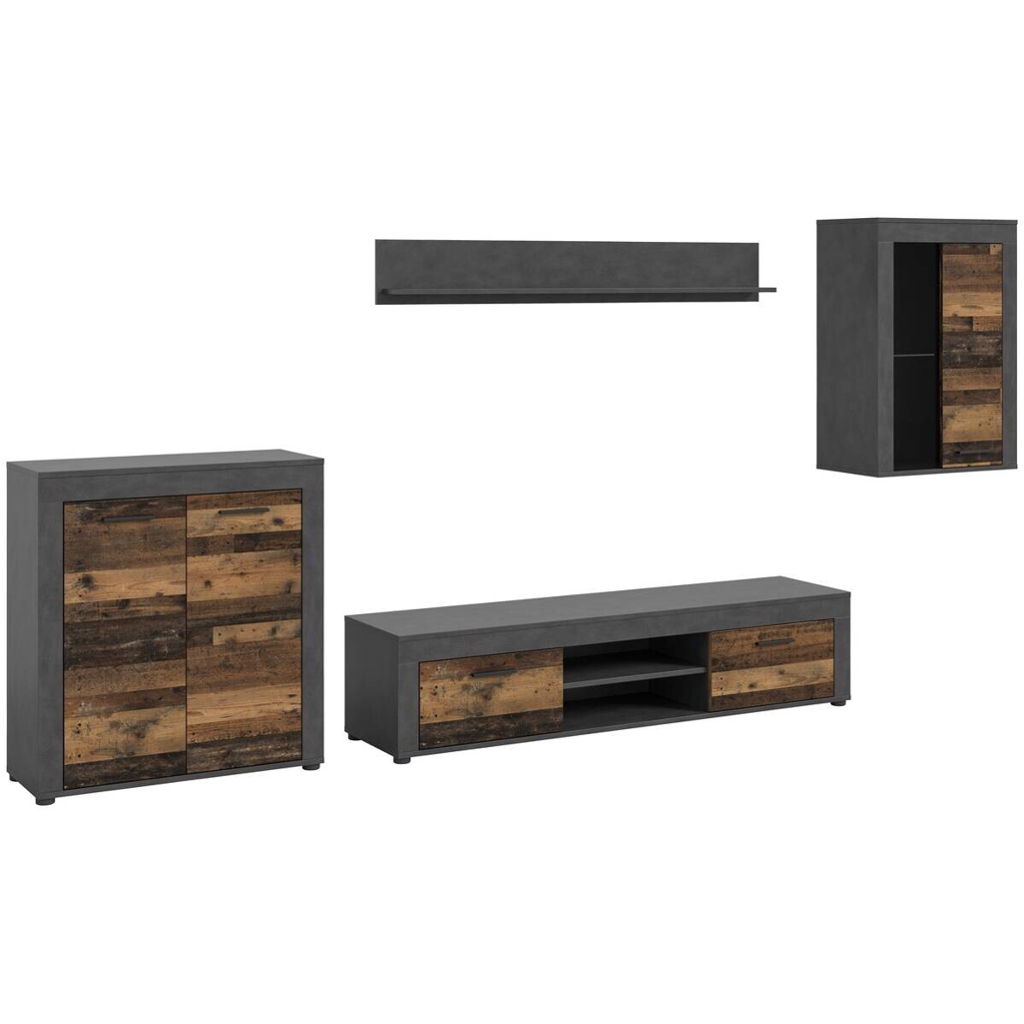 Wohnwand Jam Matera Nachbildung Old Wood Nachbildung B/H/T: ca. 169x330x35 cm