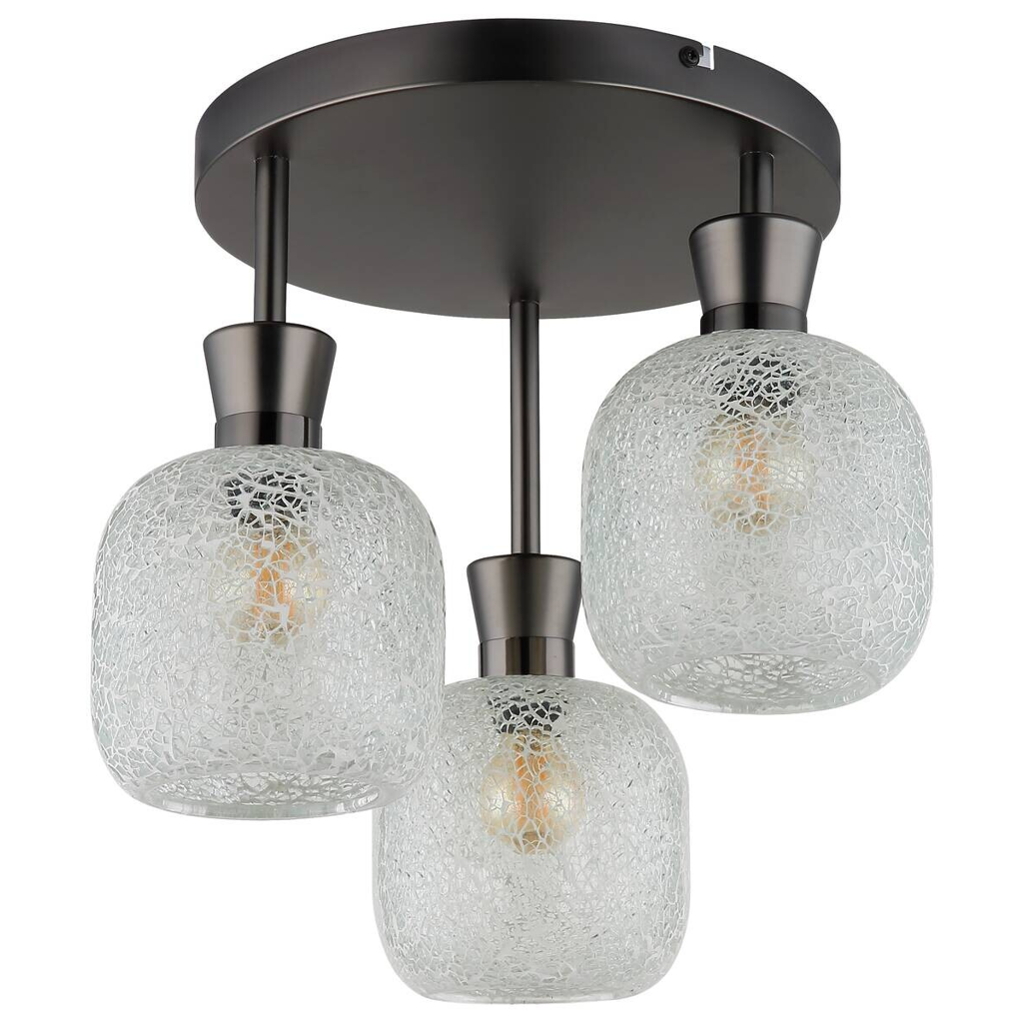 GLOBO Deckenleuchte Chrom schwarz Metall Glas B/H/L: ca. 21x32x29 cm 3 Brennstellen