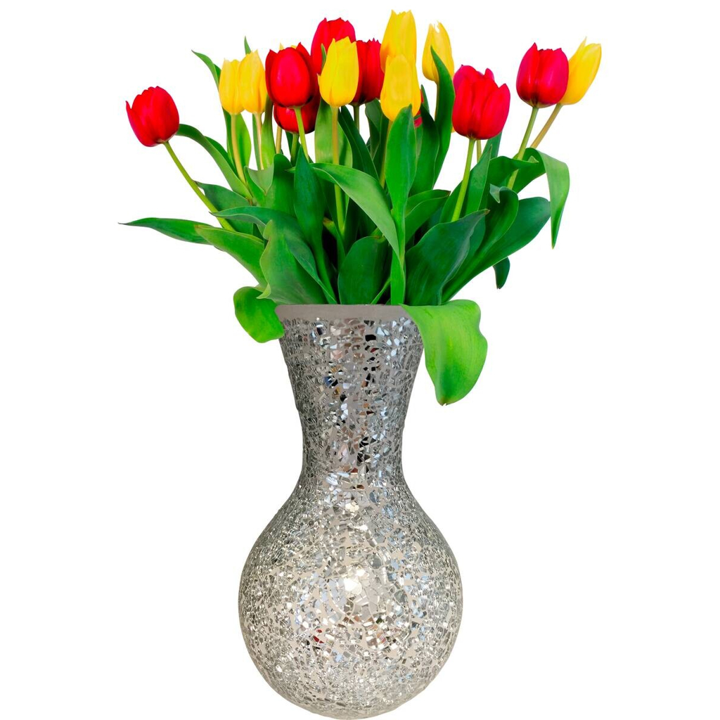 POCOline Vase silber Glas B/H/L: ca. 15x27x15 cm