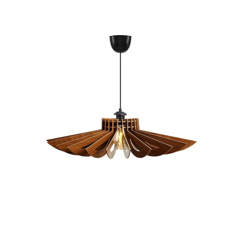 Opviq Pendelleuchte nussbaum MDF B/H/T/L/D: ca. 52x45x52x52x52 cm E27 2 Brennstellen