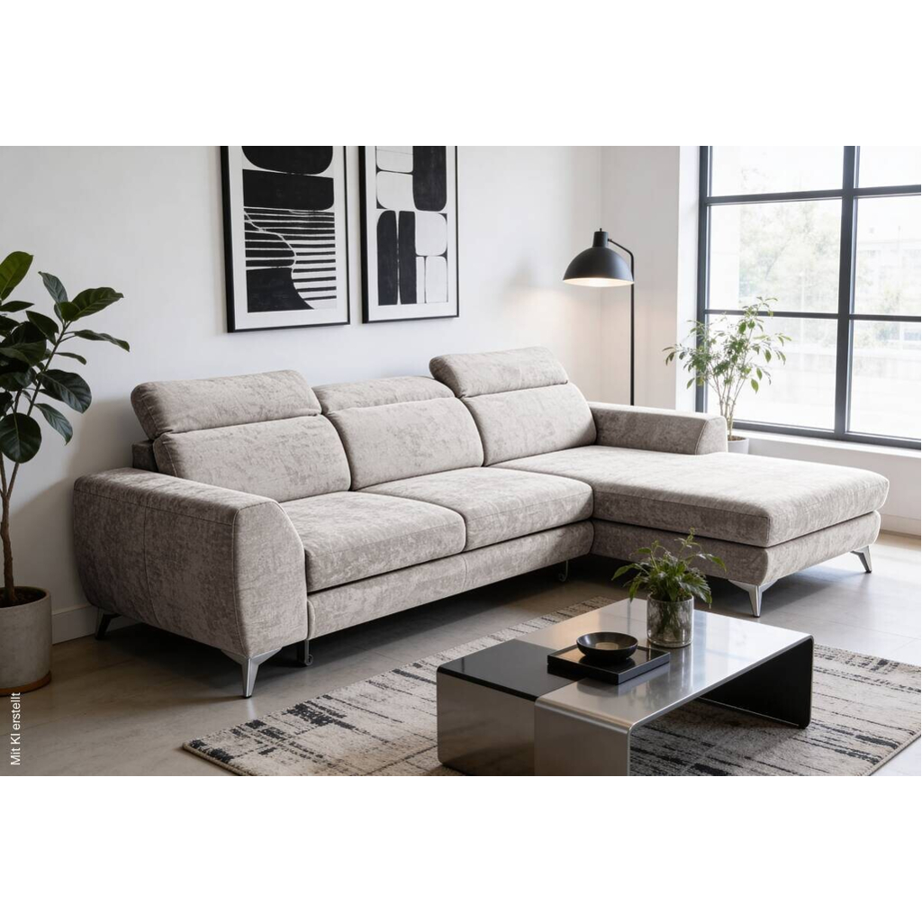 Ecksofa mit Bettfunktion und Bettkasten sand Microfaser B/T: ca. 264x191 cm